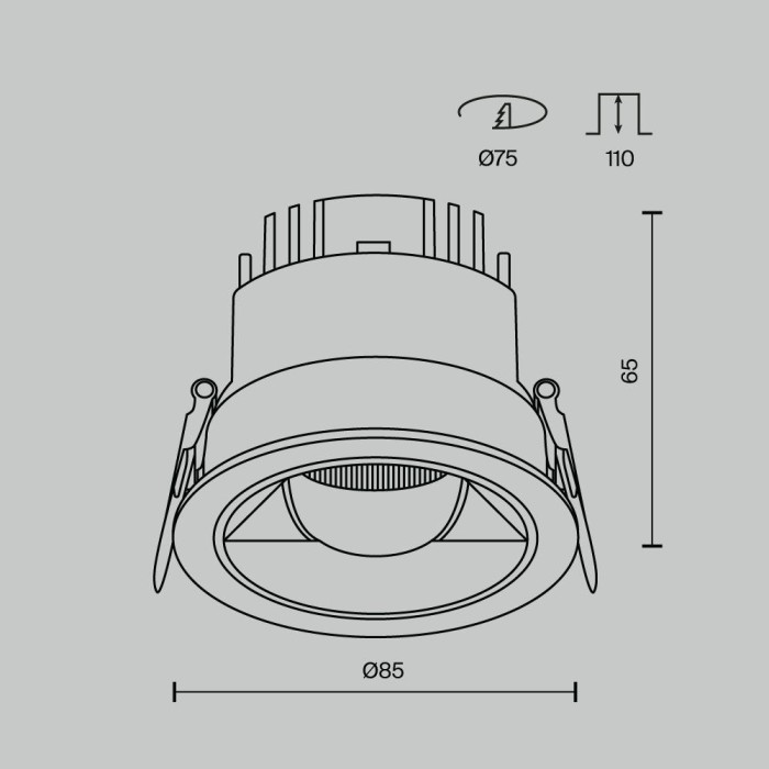Встраиваемый светильник Maytoni Technical DL100-12W2.7-3-4K-RD-B
