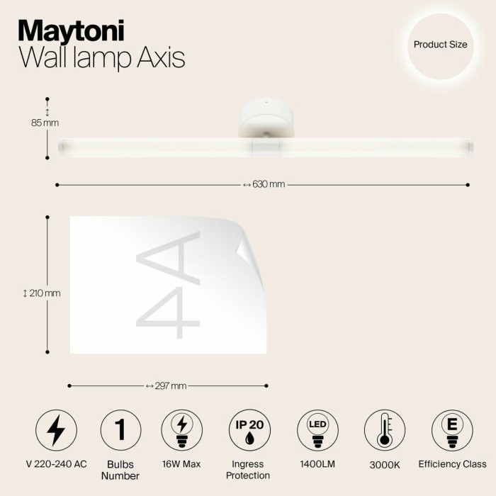 Подсветка для зеркал Maytoni Axis MOD106WL-L16W3K