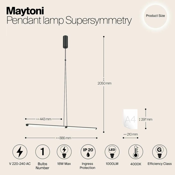 Подвесной светодиодный светильник Maytoni Supersymmetry P096PL-L11BK1
