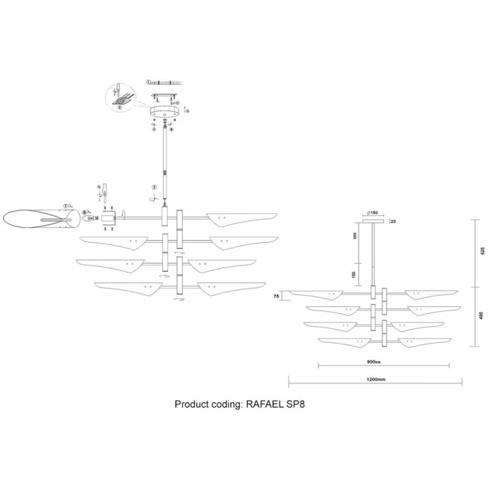 Подвесная люстра Crystal Lux Rafael SP8 Chrome