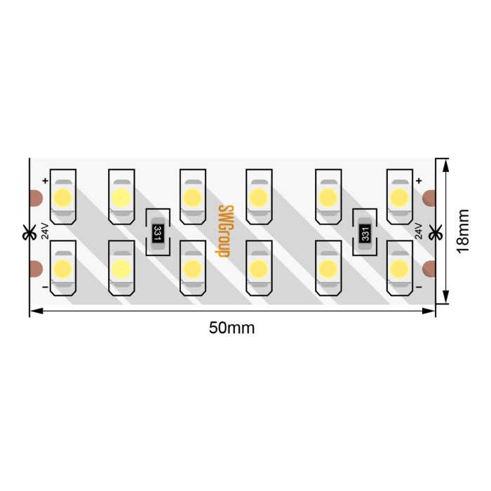 Светодиодная лента SWG 19,2W/m 240Led/m 3528SMD теплый белый 5M SWG3240-24-19.2-WW-М 010110