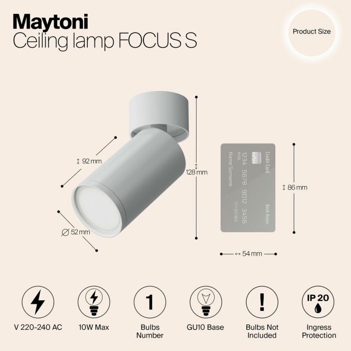 Потолочный светильник Maytoni Focus S C050CL-U-1W