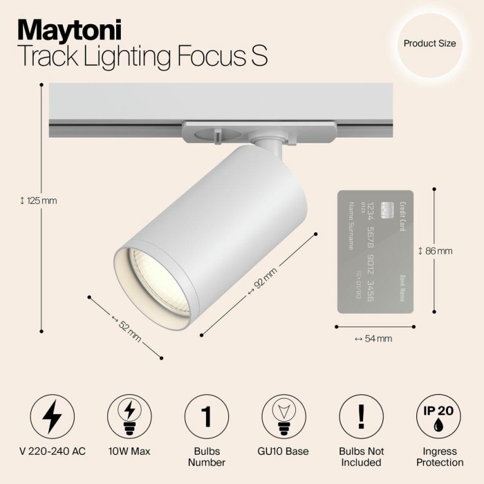 Трековый светильник Maytoni Track Lamps TR020-1-GU10-W