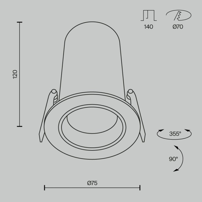 Встраиваемый светильник Maytoni Technical DL125-L12-4K-W