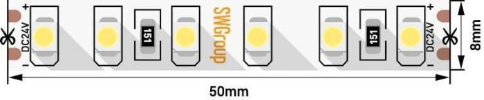 Светодиодная лента SWG 9,6W/m 120Led/m 3528SMD холодный белый 5M SWG3120-24-9.6-W-М 009467