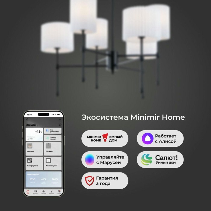 Подвесная люстра Eurosvet Notturno 60162/6 черный Smart