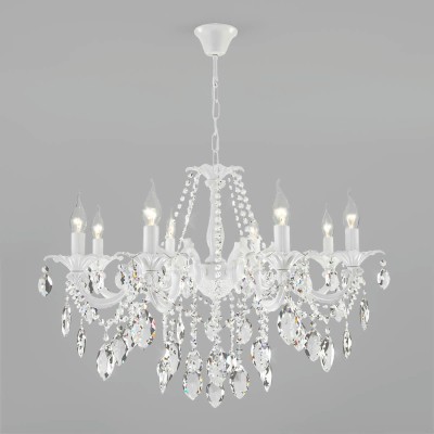 Подвесная люстра Eurosvet Veletta 10108/8 белый/прозрачный хрусталь Strotskis