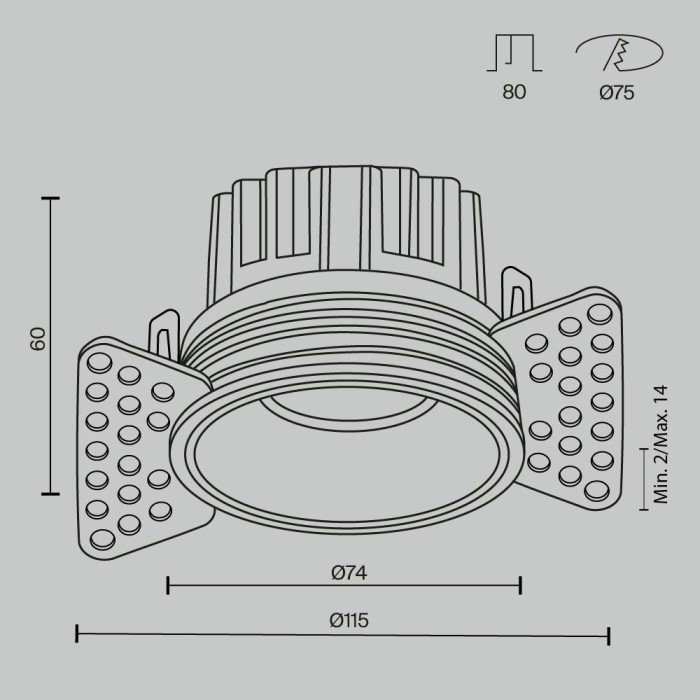 Встраиваемый светодиодный светильник Maytoni Round DL058-12W3K-TRS-BS