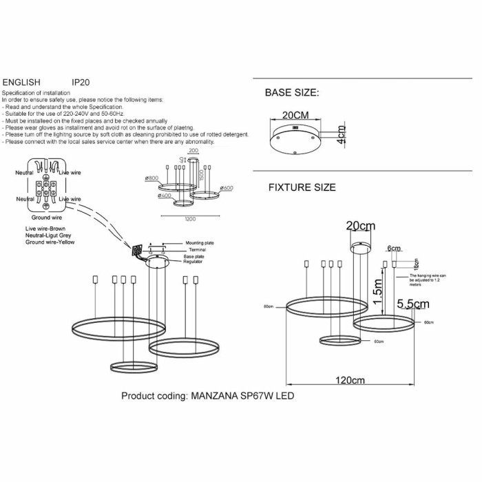 Подвесной светодиодный светильник Crystal Lux Manzana SP67W Led Black