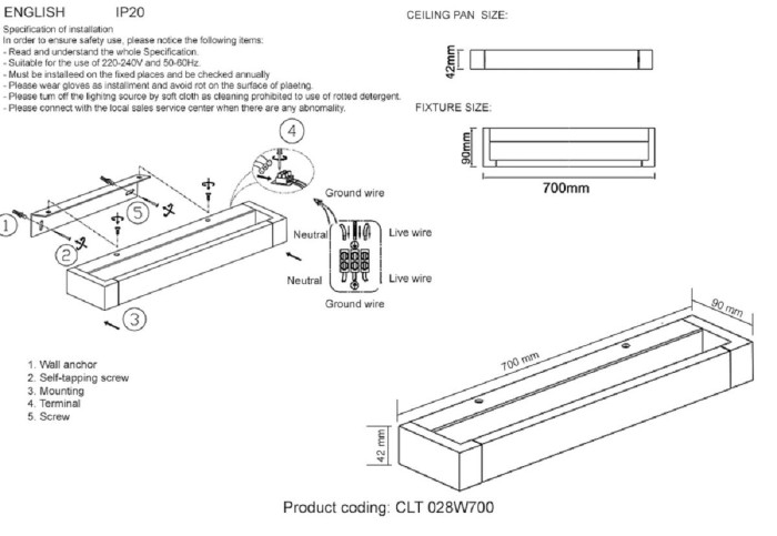 Настенный светодиодный светильник Crystal Lux CLT 028W700 BL