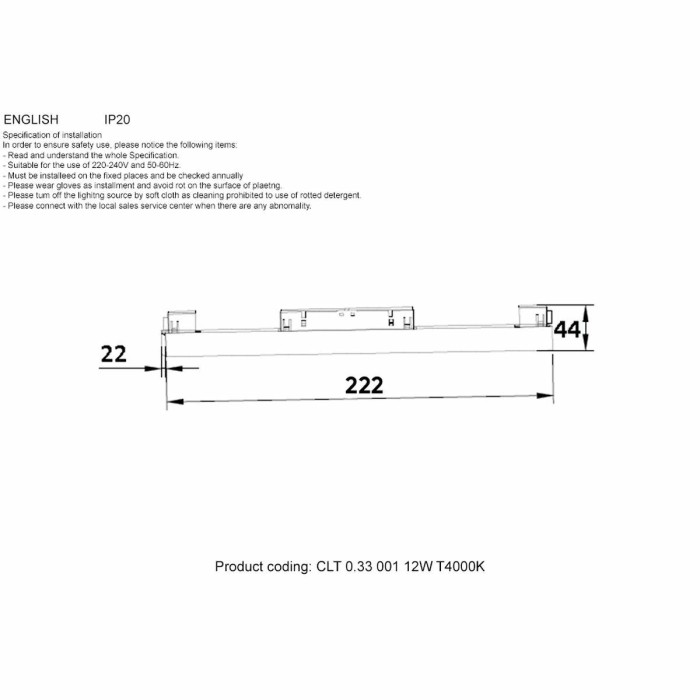 Трековый светодиодный светильник для магнитного шинопровода Crystal Lux CLT 0.33 001 12W BL T4000K