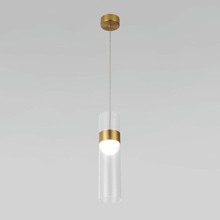 Подвесной светодиодный светильник Eurosvet Lumen 50244/1 Led латунь/прозрачный