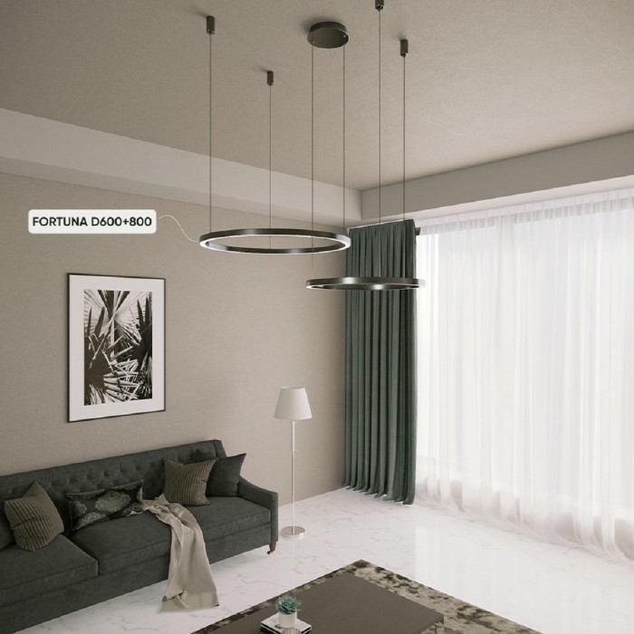 Подвесная люстра Crystal Lux FORTUNA SP123W LED D600+800 BLACK