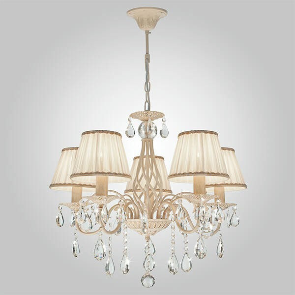 Подвесная люстра Eurosvet 10054/5 белый с золотом/прозрачный хрусталь Strotskis