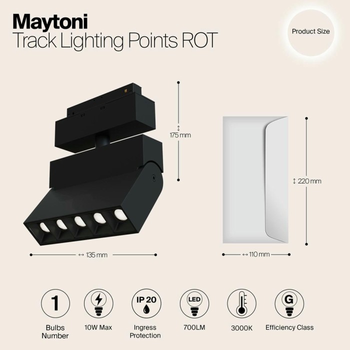 Трековый светодиодный светильник для магнитного шинопровода Maytoni Track lamps TR015-2-10W3K-B