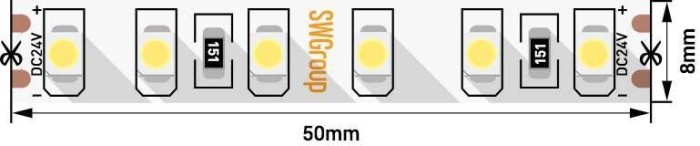 Светодиодная лента SWG 9,6W/m 60LED/m 3528SMD теплый белый 5M 002123