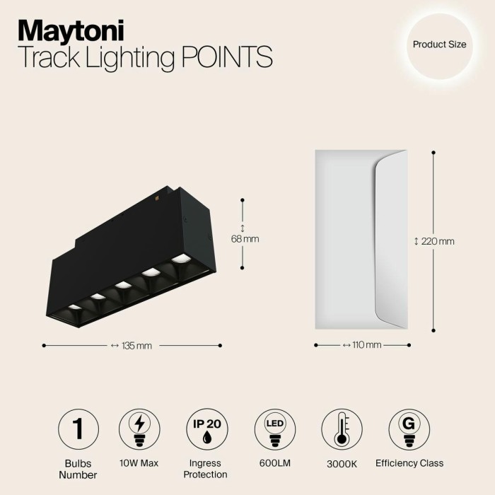 Трековый светодиодный светильник для магнитного шинопровода Maytoni Track lamps TR014-2-10W3K-B