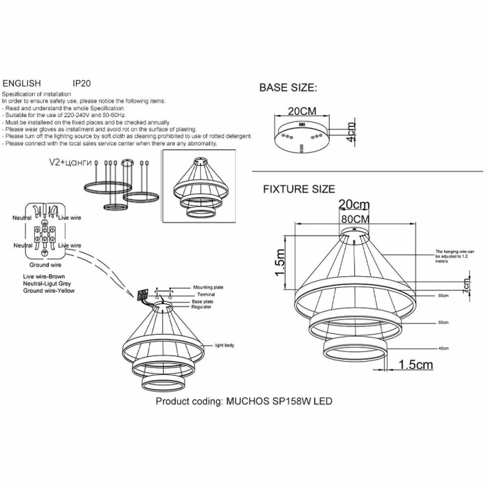 Подвесная светодиодная люстра Crystal Lux MUCHOS SP158W LED GOLD
