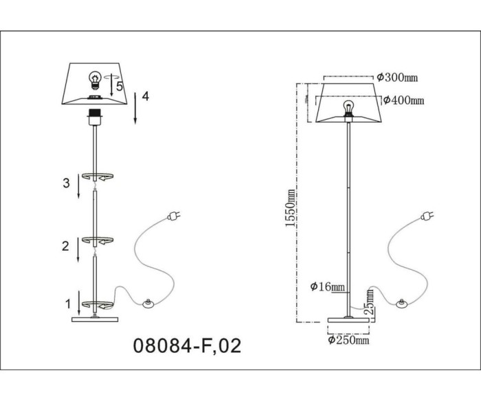 Торшер Kink Light Верто 08084-F,02