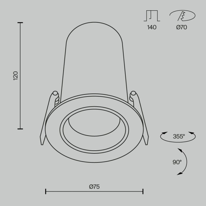 Встраиваемый светодиодный спот Maytoni Technical Focus Led DL125-L12-4K-B