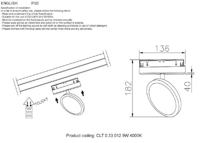 Трековый светодиодный светильник Crystal Lux CLT 0.33 012 9W BL 4000K