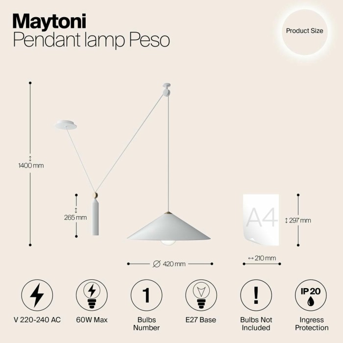 Подвесной светильник Maytoni Technical Peso P080PL-01W