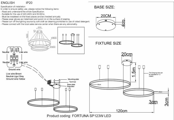 Подвесной светодиодный светильник Crystal Lux Fortuna SP123W Led Gold
