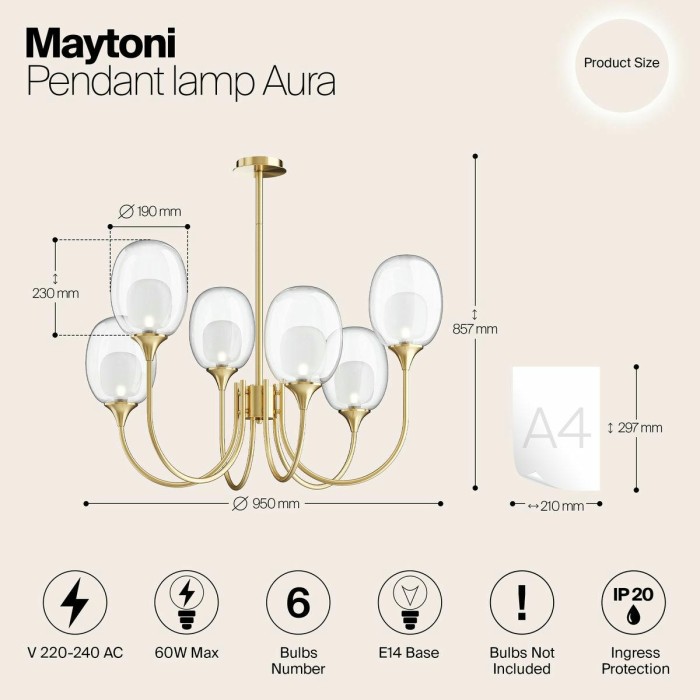 Подвесная люстра Maytoni Aura MOD016PL-06BS