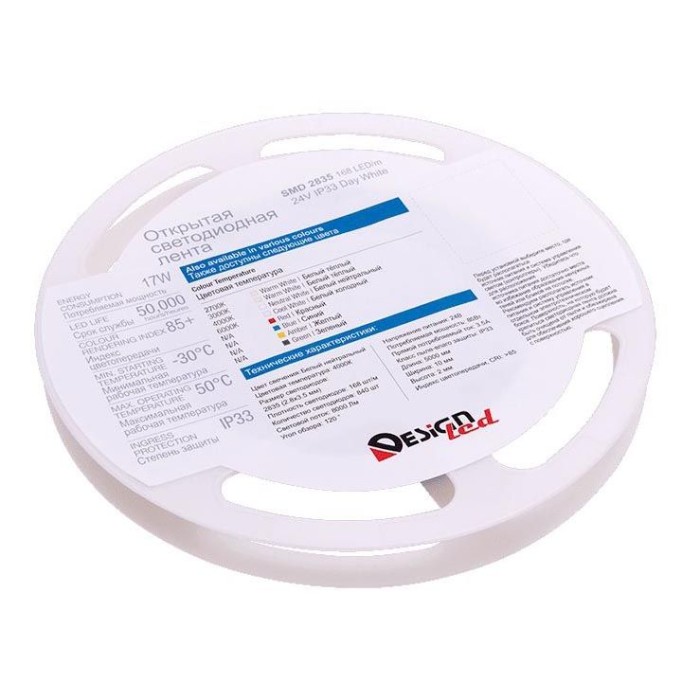 Светодиодная влагозащищенная лента DesignLed 17W/m 168LED/m 2835SMD нейтральный белый 5M 001819